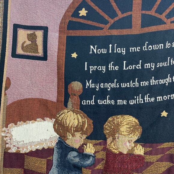Children’s Prayer Now I Lay Me Down To Sleep Throw Tapestry Blanket 46"x38” - Picture 4 of 4